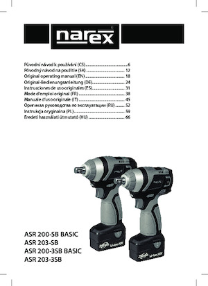 Акумуляторні ударні гайковерти та гайковерти Narex ASR 200-3SB