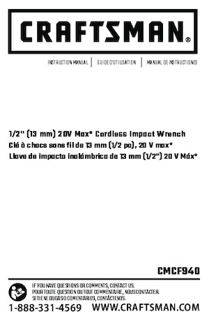Акумуляторні ударні гайковерти та гайковерти Craftsman CMCF940M1