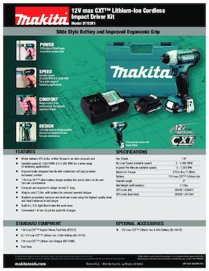 Акумуляторні ударні гайковерти та гайковерти Makita DT03R1