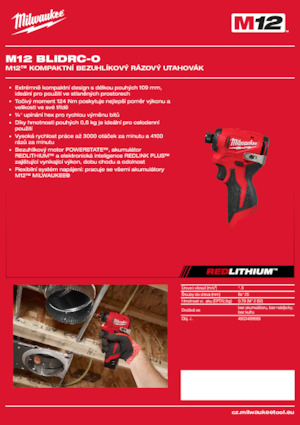 Акумуляторні ударні гайковерти та гайковерти Milwaukee M12 BLIDRC-0