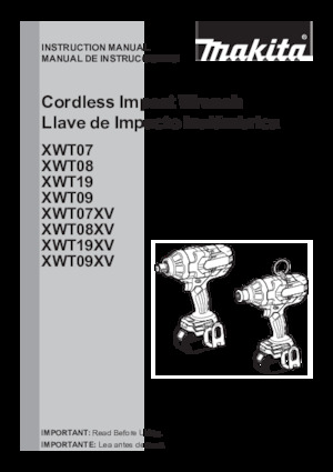 Акумуляторні ударні гайковерти та гайковерти Makita XWT19Z