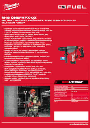 Акумуляторні перфоратори SDS Milwaukee M18 ONEFHPX-0X