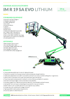 Гусеничні підйомники з шарнірною стрілою Imer IM R 19 SA Evo Lithium