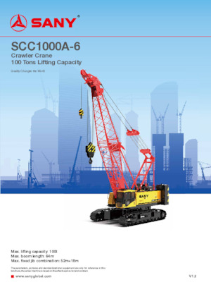 Гусеничні крани - ґратчаста стріла Sany SCC1000A-6