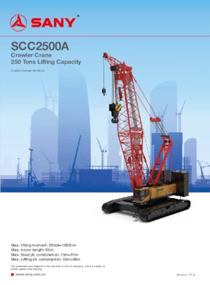 Гусеничні крани - ґратчаста стріла Sany SCC2500A