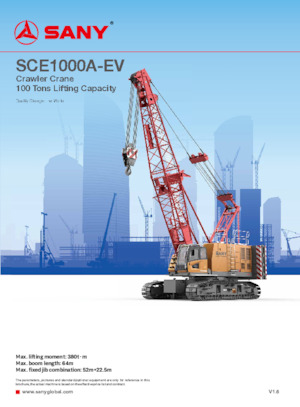 Гусеничні крани - ґратчаста стріла Sany SCE1000A-EV