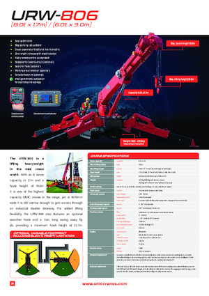 Гусеничні крани - телескопічна стріла UNIC URW-806