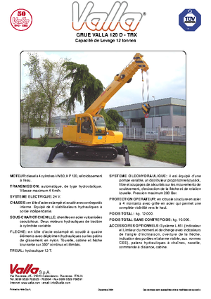 Гусеничні крани - телескопічна стріла Valla 120 TRX-D