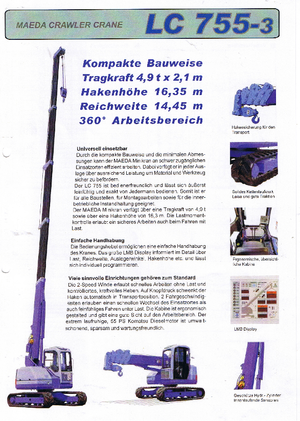 Гусеничні крани - телескопічна стріла Maeda LC 755-3