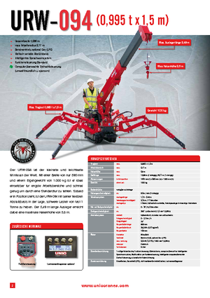 Гусеничні крани - телескопічна стріла UNIC URW 094