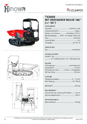 Гусеничні самоскиди Hinowa TX3005