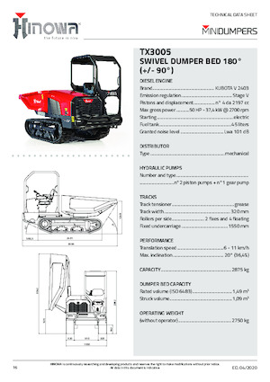 Гусеничні самоскиди Hinowa TX3005