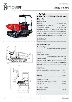 Гусеничні самоскиди Hinowa TX3005