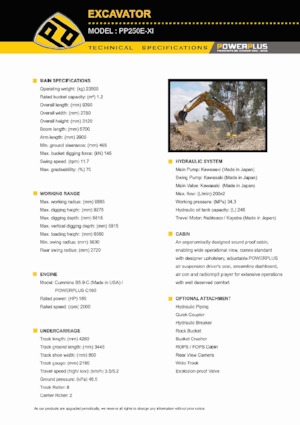 Гусеничні екскаватори PowerPlus PP250E-XI