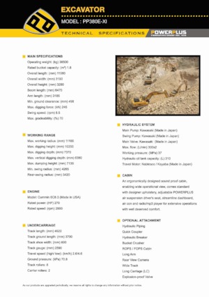 Гусеничні екскаватори PowerPlus PP380E-XI