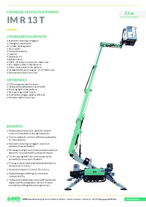 Гусеничні телескопічні підйомники Imer IM R 13 T 