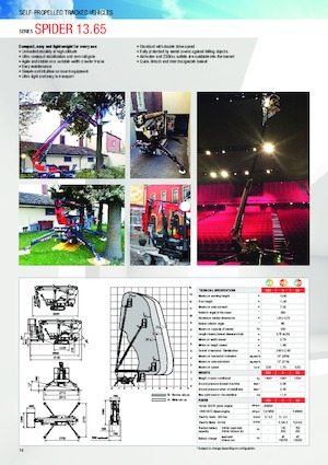 Гусеничні телескопічні підйомники Platform Basket SPIDER 13.65 ED