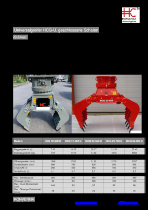 грейфери для знесення та сортування Konverma HCG 17-450-U