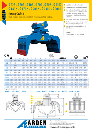грейфери для знесення та сортування Arden S 3001