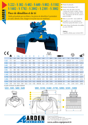 грейфери для знесення та сортування Arden S 3001