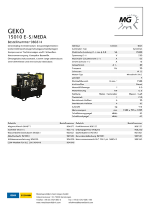 Дизельні генератори Geko ® 15010 E-S/MEDA