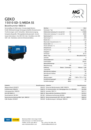 Дизельні генератори Geko ® 15010 ED-S/MEDA