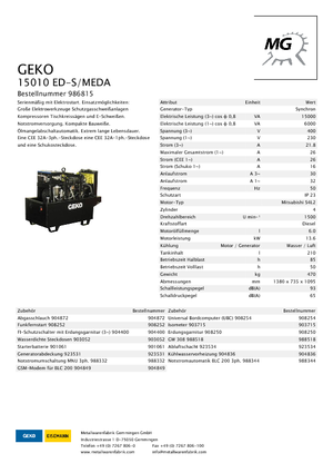 Дизельні генератори Geko ® 15010 ED-S/MEDA