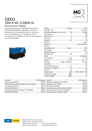 Дизельні генератори Geko ® 30010 ED-S/DEDA
