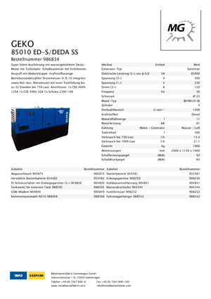 Дизельні генератори Geko ® 85010 ED-S/DEDA