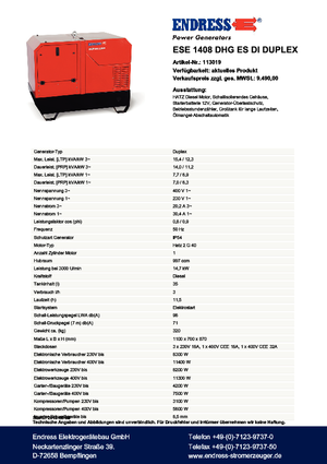 Дизельні генератори Endress ESE 1408 DHG ES Duplex Silent