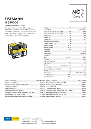 Дизельні генератори Eisemann H 6400 DE