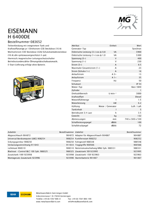 Дизельні генератори Eisemann H 6400 DE