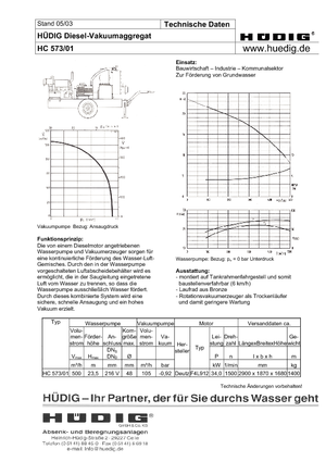 Агрегати для зниження ґрунтових вод Hüdig HC 573/01