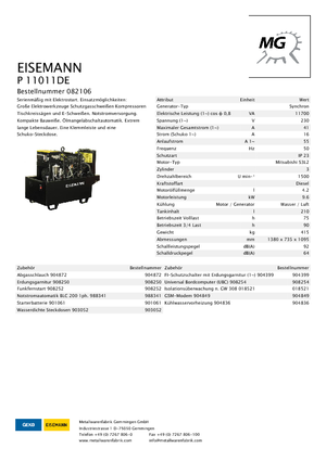 Дизельні генератори Eisemann P 11011 DE