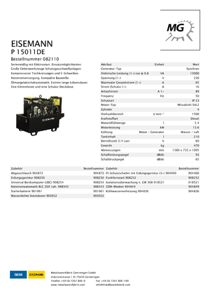 Дизельні генератори Eisemann P 15011 DE