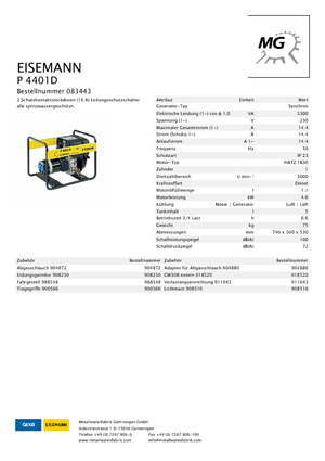 Дизельні генератори Eisemann P 4401 D