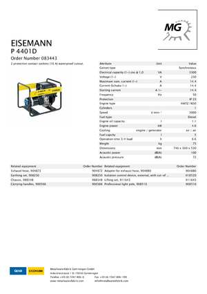 Дизельні генератори Eisemann P 4401 D