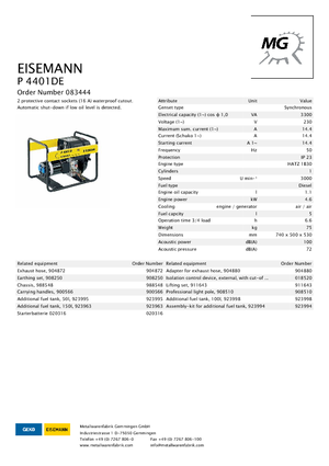 Дизельні генератори Eisemann P 4401 DE