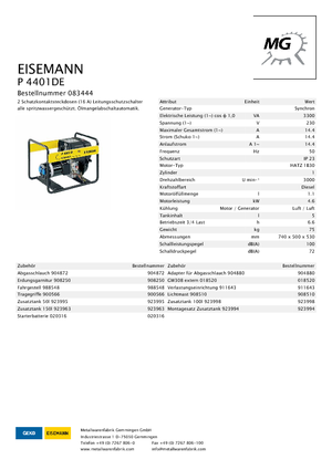Дизельні генератори Eisemann P 4401 DE