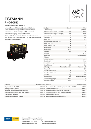 Дизельні генератори Eisemann P 8010 DE