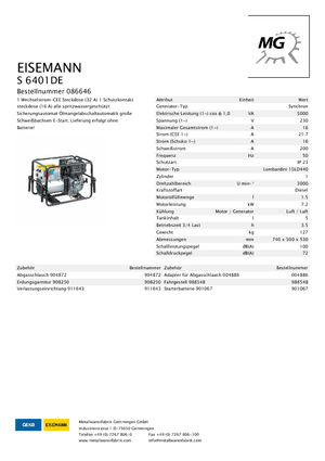 Дизельні генератори Eisemann S 6401 DE