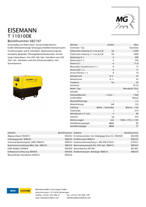 Дизельні генератори Eisemann T 11010 DE