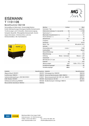 Дизельні генератори Eisemann T 11011 DE