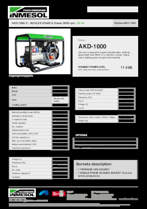 Дизельні генератори INMESOL AKD-1000-E