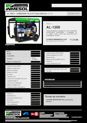 Дизельні генератори INMESOL AL 1200-E