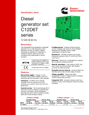 Дизельні генератори Cummins C12 D6T
