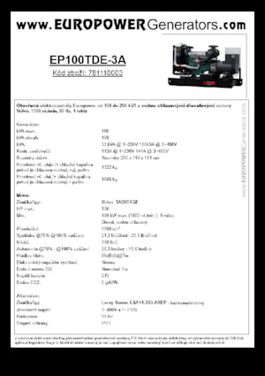 Дизельні генератори Europower EP100TDE-3A (LS)