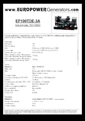 Дизельні генератори Europower EP100TDE-3A (LS)