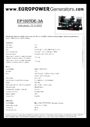 Дизельні генератори Europower EP100TDE-3A (MA)