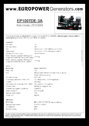 Дизельні генератори Europower EP100TDE-3A (MA)